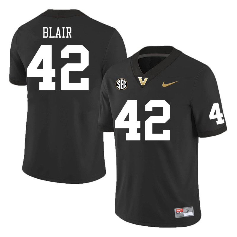 Vanderbilt Commodores #42 Callahan Blair College Football Jerseys Stitched Sale-Black